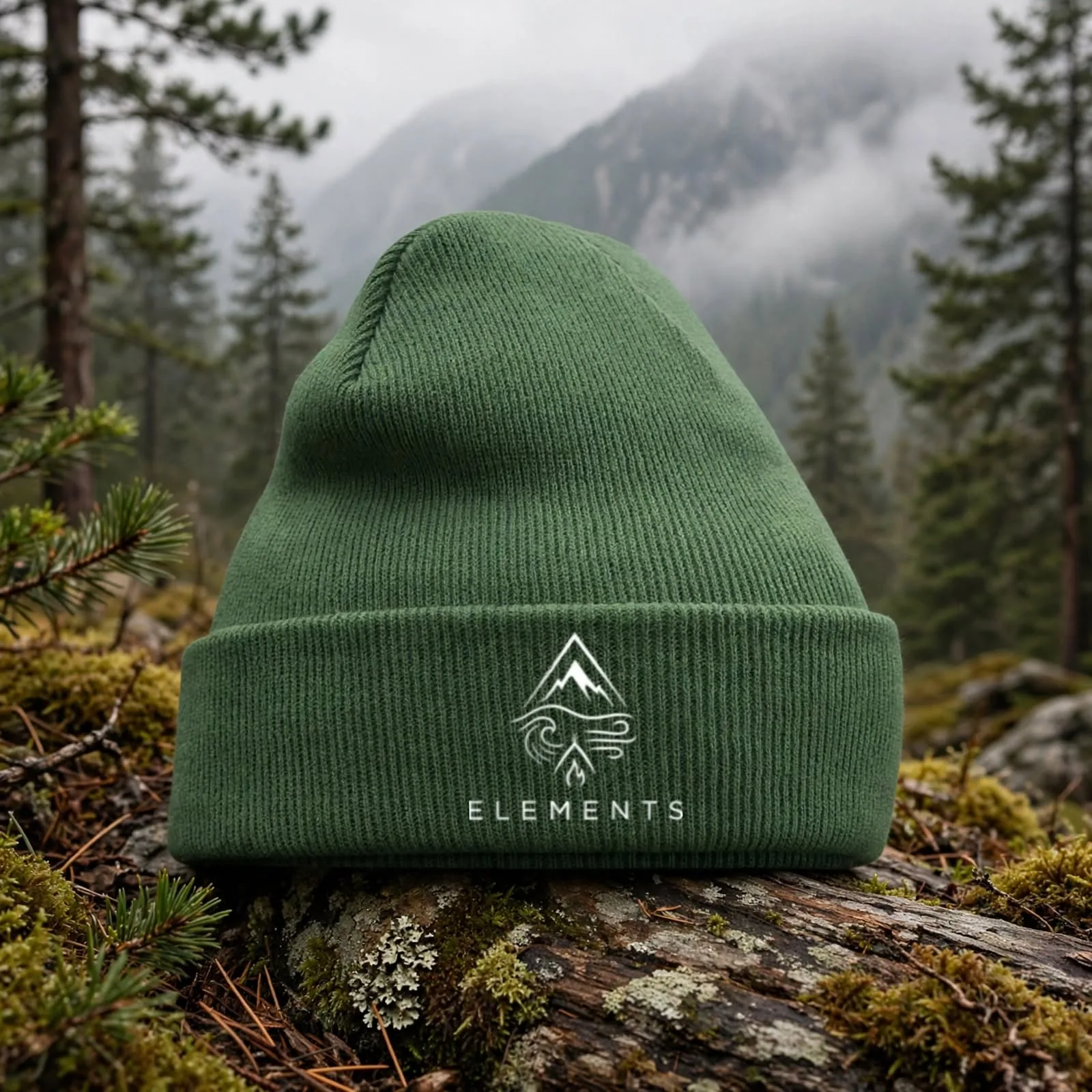 bottle green Elements beanie hat
