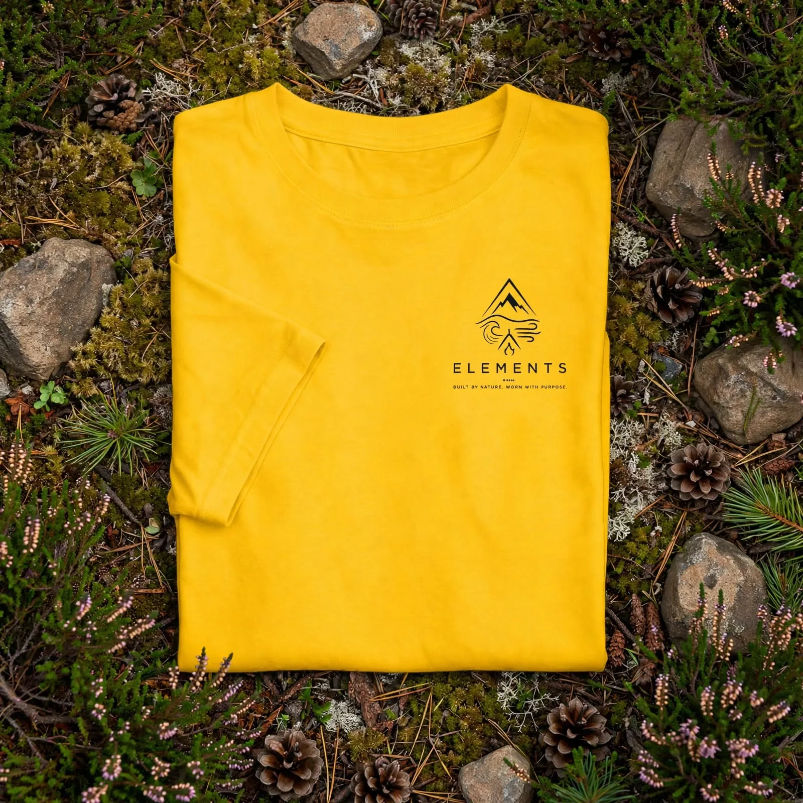 Yellow Elements T-shirt
100% cotton construction for breathable comfort
Classic unisex fit with a straight silhouette
Taped neck for improved comfort and durability
Twin-needle stitching on sleeves and hem
Machine wash warm
Wash inside out with like items
Tumble dry medium
Do not dry clean