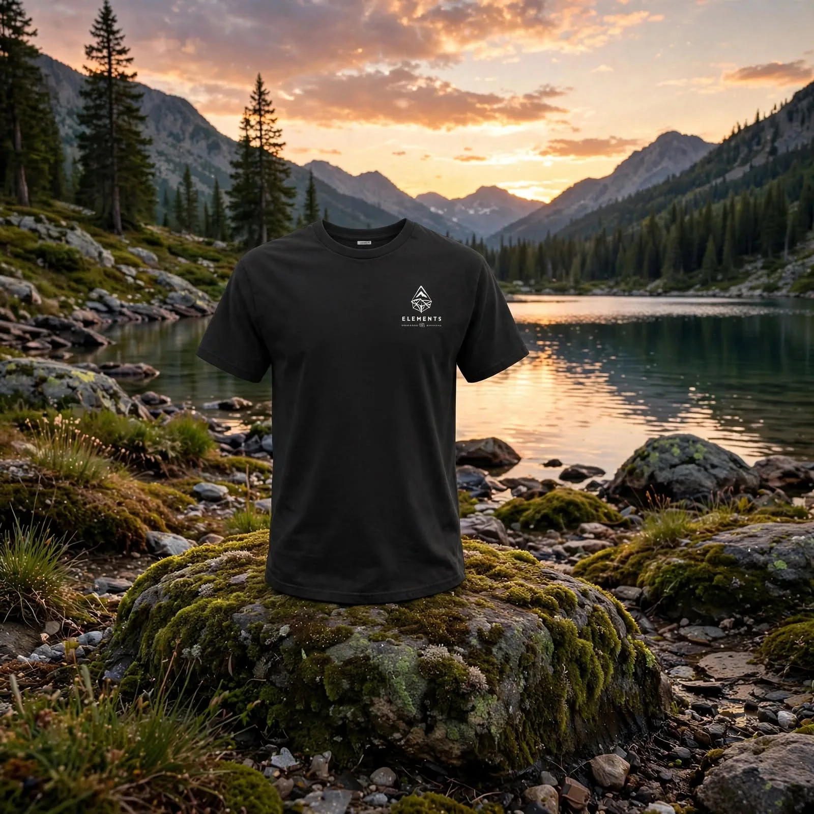 black T-shirt with Elements logo